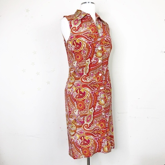 𝅺Moda Seta silk Paisley print shirt dress - Picture 7 of 16